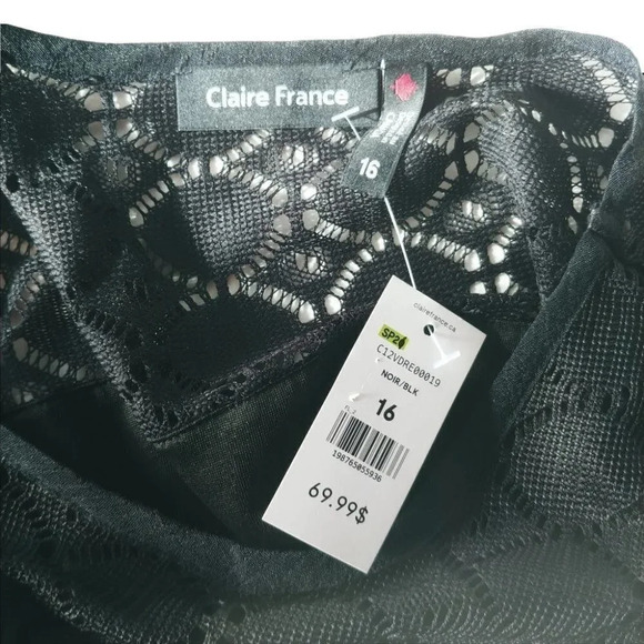 Claire France Maxi Black Dress with Lace and Matching Tie Up Belt 16 NWT - Picture 10 of 11